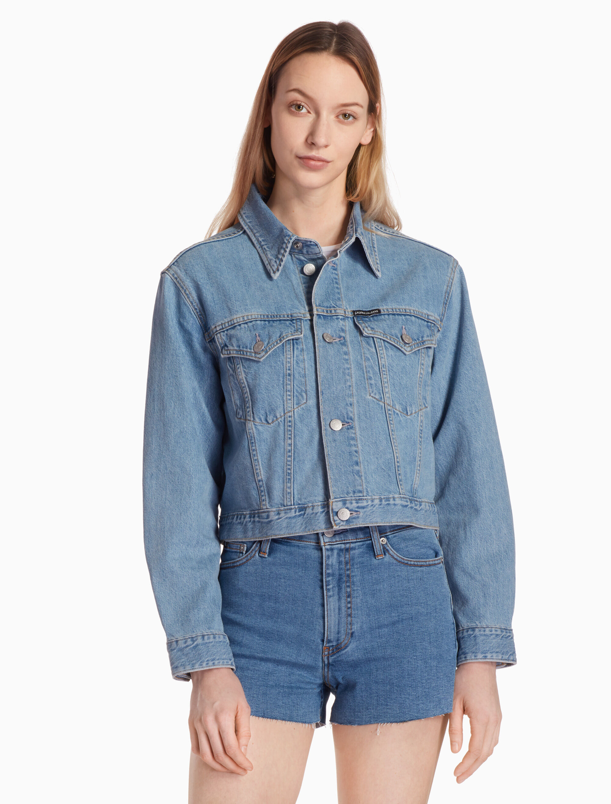 calvin klein archive stripe denim trucker jacket