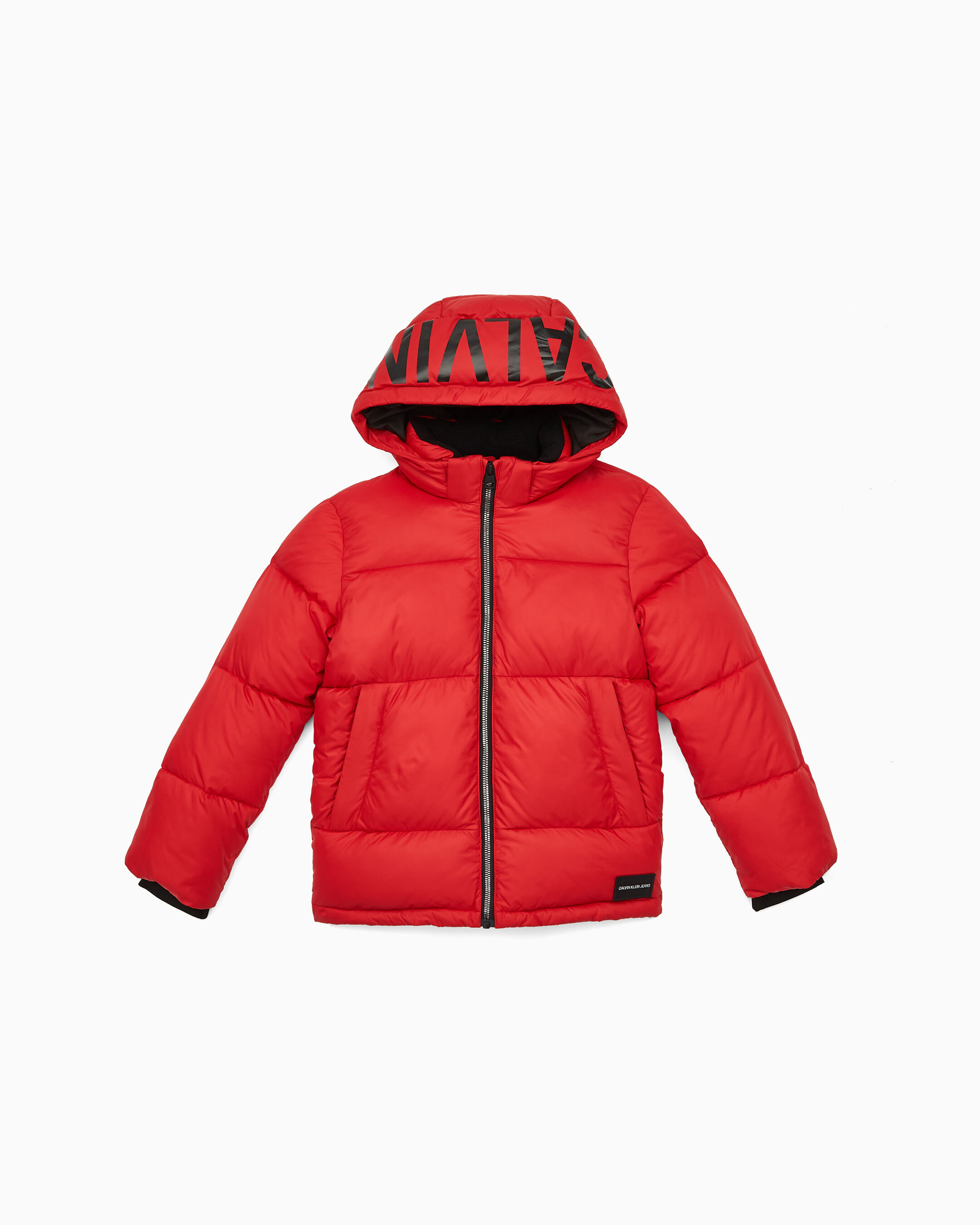 calvin klein jeans puffer jacket with logo patch